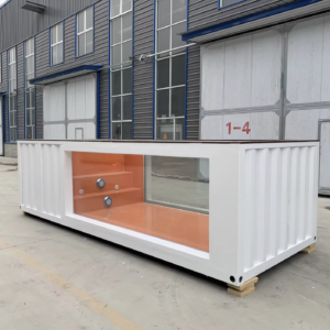 20ft Container Swimming Pool with Viewing Window – White Exterior & Orange Fiberglass Interior