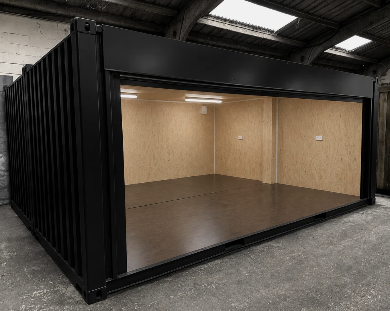 20ft Converted Shipping Container Workshop – Insulated with Electric Roller Shutter & Personnel Door - Image 3