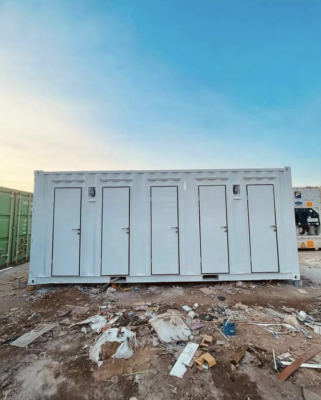 20ft Portable Shipping Container Bathroom Unit – 5 Private Restrooms for Construction Sites, Events & Commercial Facilities
