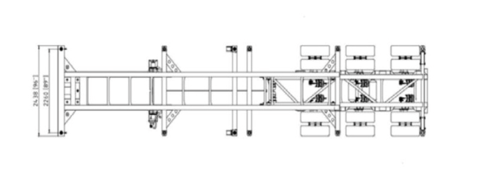 20–40ft Tridem Combo Slider Container Chassis – Adjustable Intermodal Shipping Container Trailer - Image 6