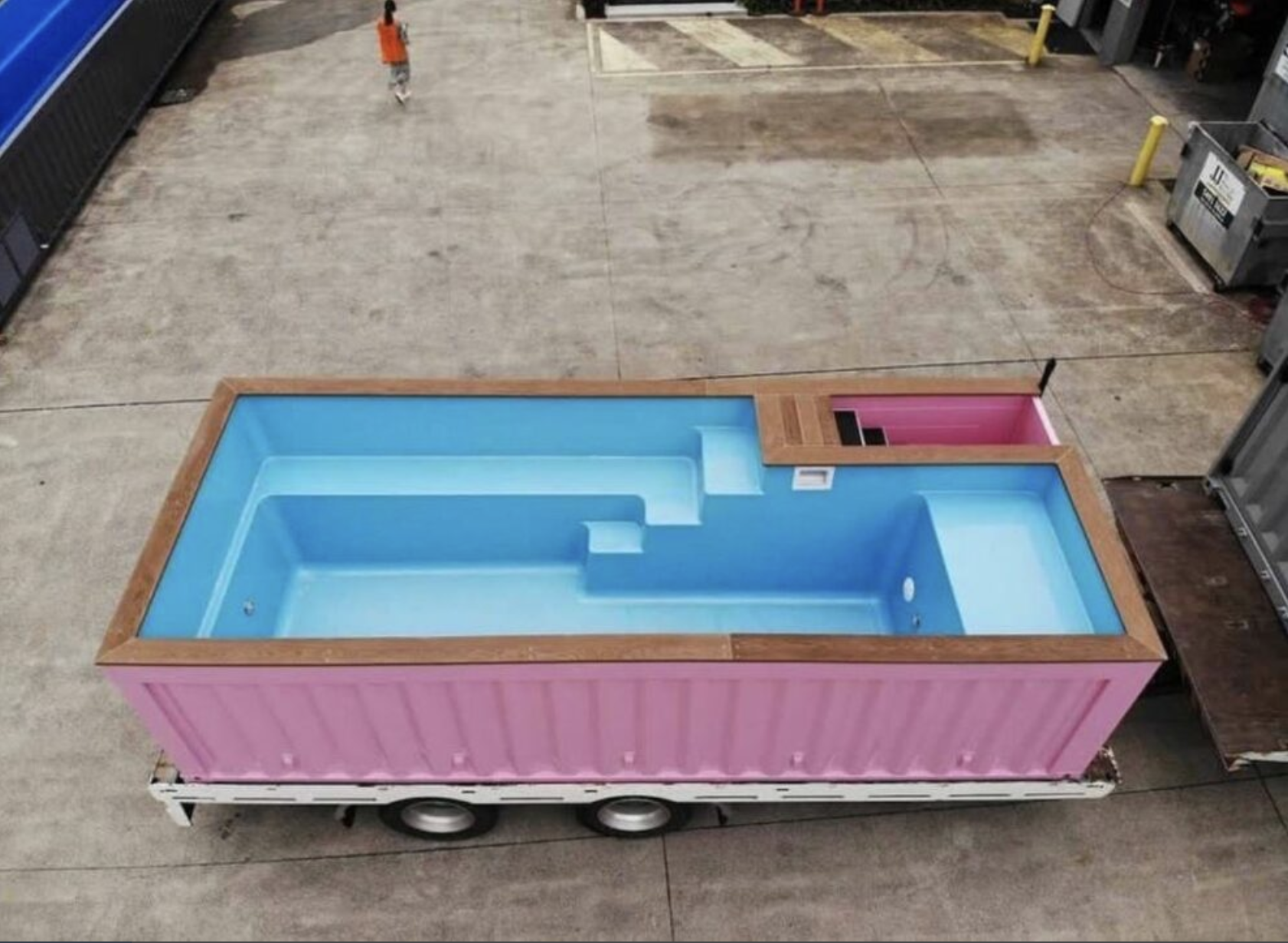Pink 20ft Shipping Container Pool – Modular Steel Swimming Pool with Integrated Filtration System