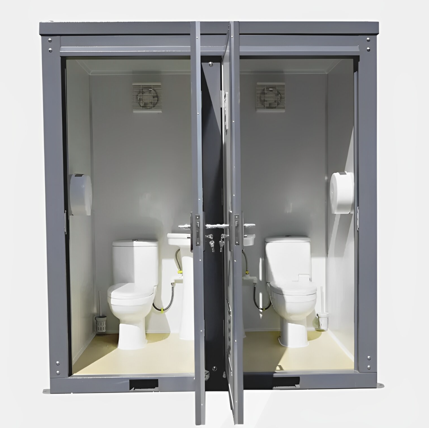 Dual Portable Toilet & Bathroom Unit – 2-Stall Mobile Restroom with Sinks - Image 3